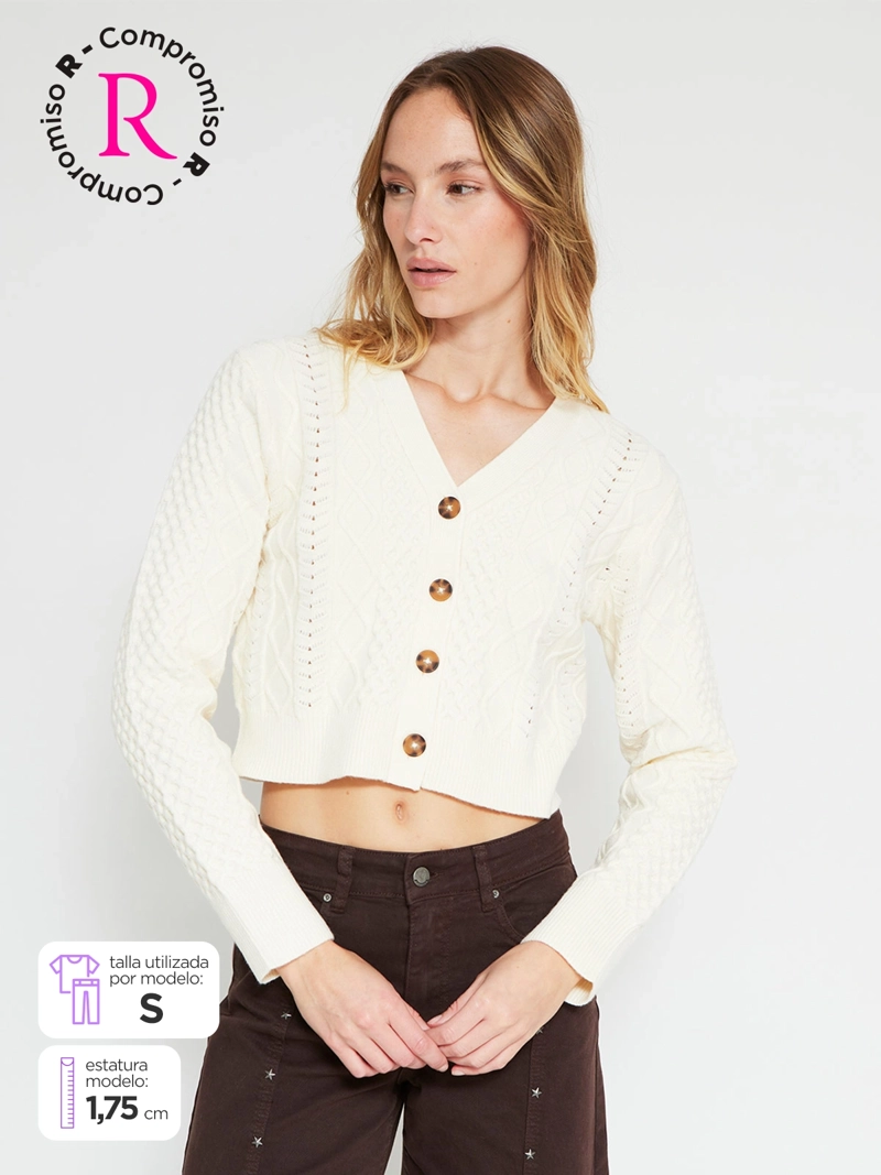 CARDIGAN MUJER INDEX TRENZADO - 1