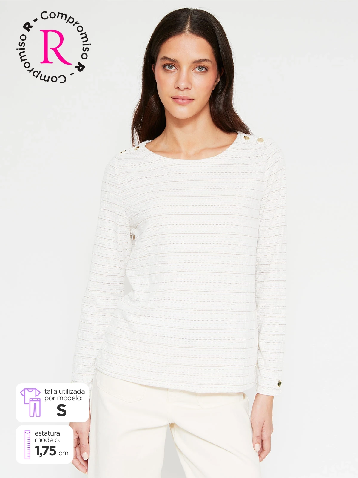 POLERA MUJER CACHAREL MANGA LARGA TEXTURA