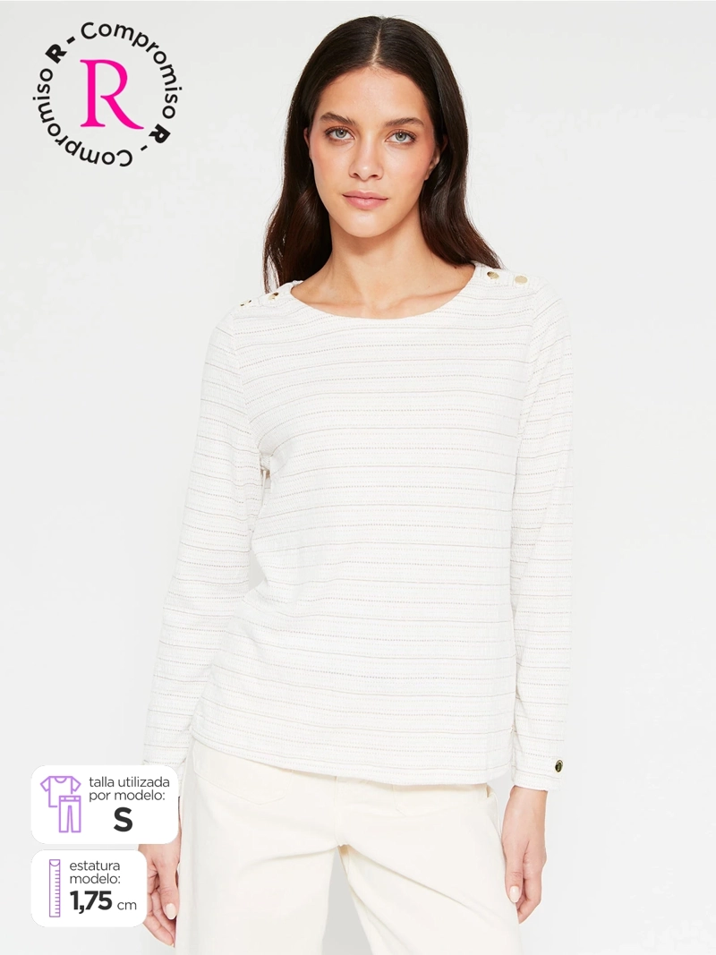 POLERA MUJER CACHAREL MANGA LARGA TEXTURA