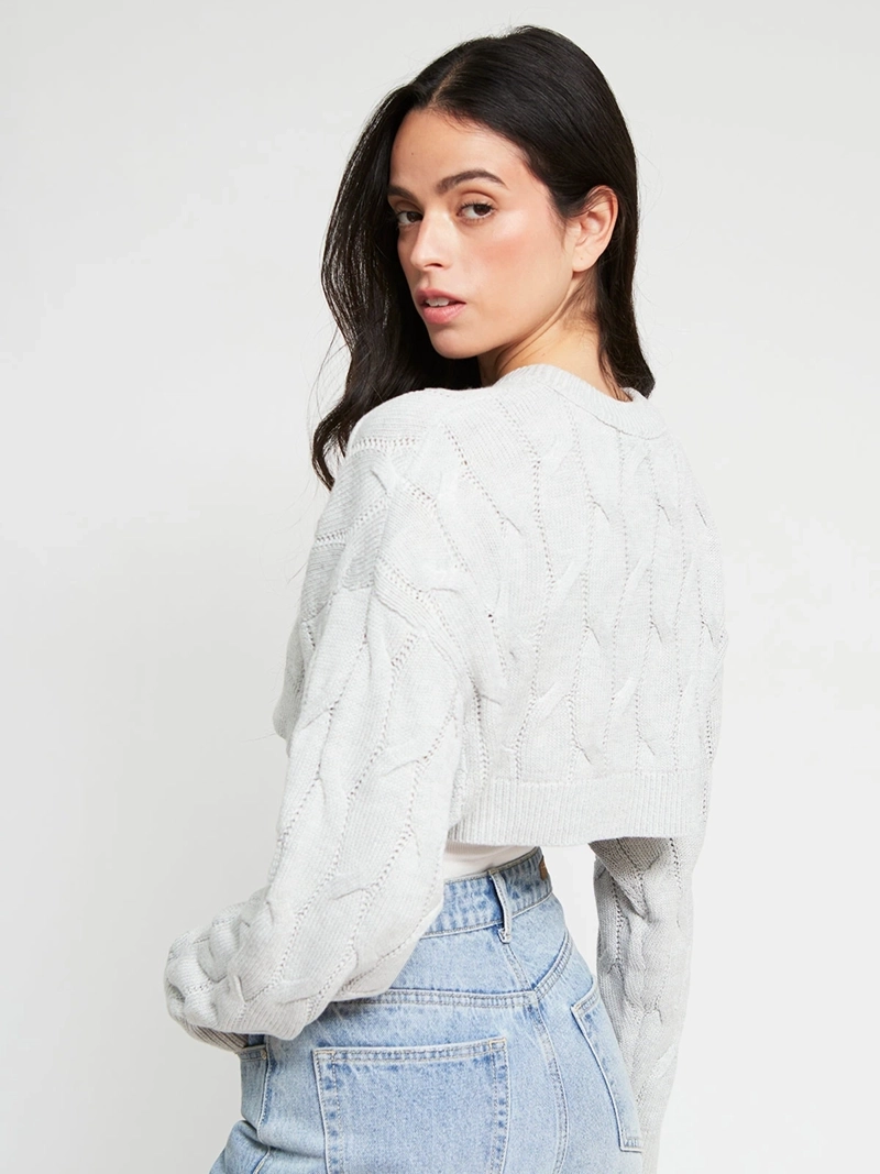 SWEATER MUJER INDEX ALGODÓN MANGA LARGA TRENZADO - 3