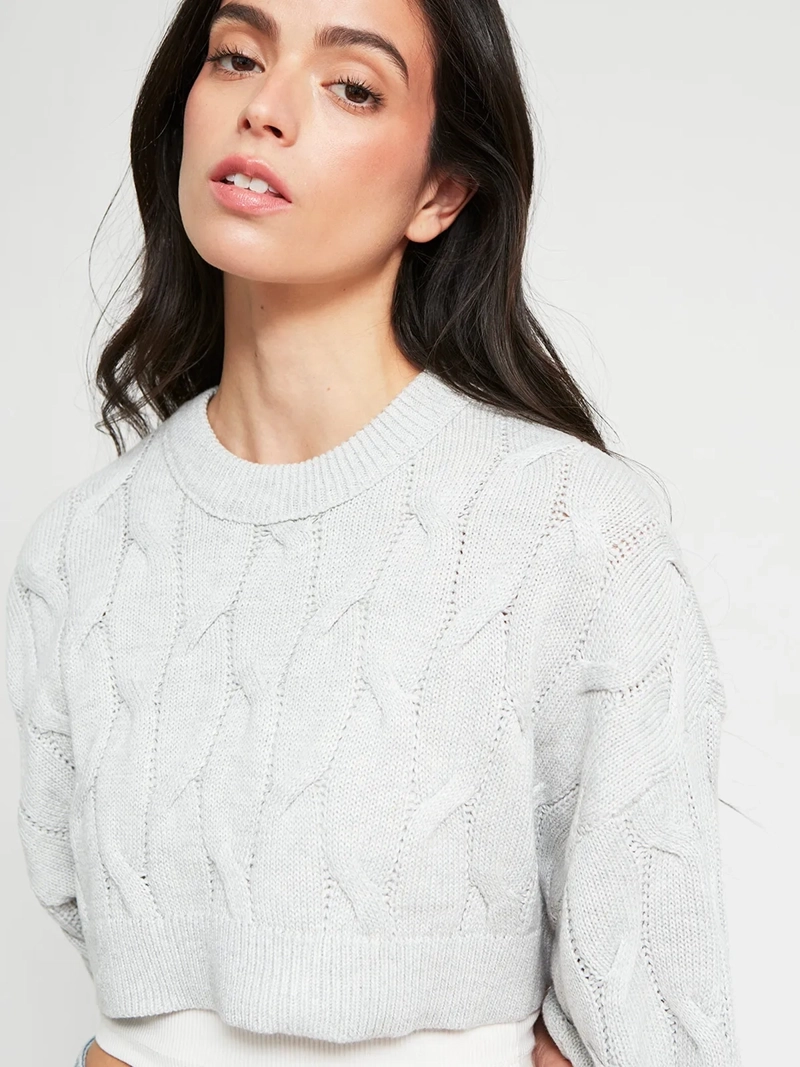SWEATER MUJER INDEX ALGODÓN MANGA LARGA TRENZADO - 4