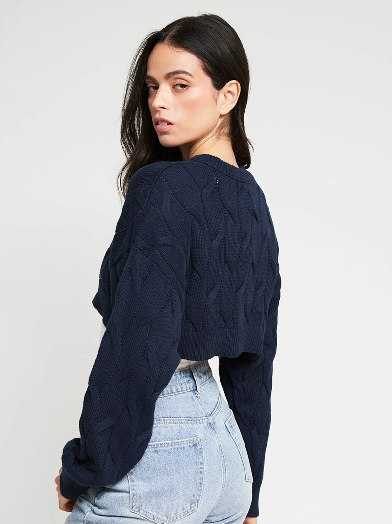 SWEATER MUJER INDEX ALGODÓN MANGA LARGA TRENZADO - 3