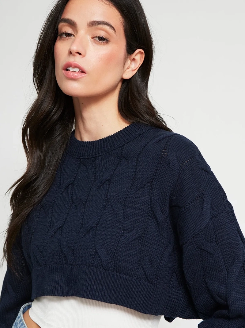 SWEATER MUJER INDEX ALGODÓN MANGA LARGA TRENZADO - 4