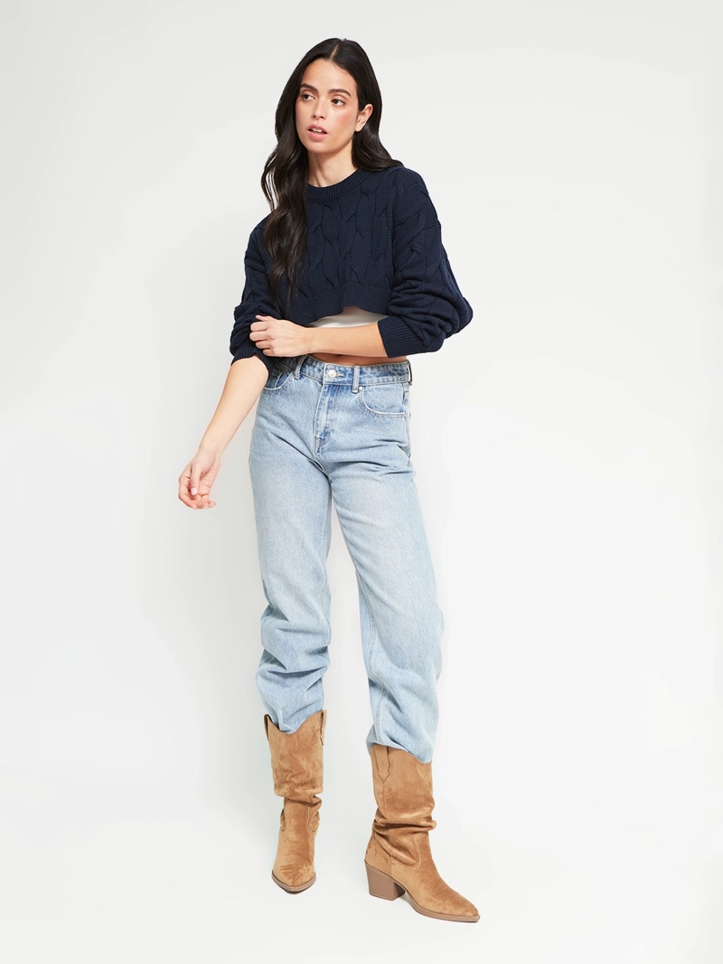 SWEATER MUJER INDEX ALGODÓN MANGA LARGA TRENZADO - 5