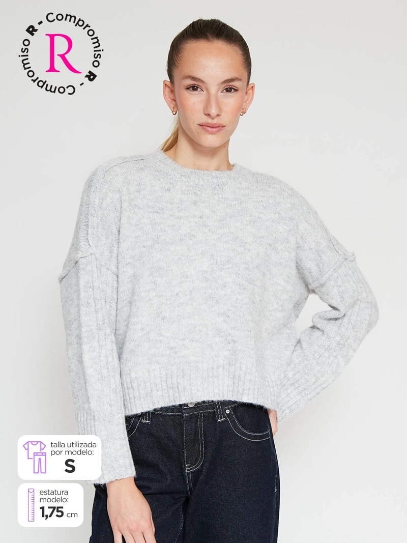 SWEATER MUJER INDEX MANGA LARGA SUAVE - 1