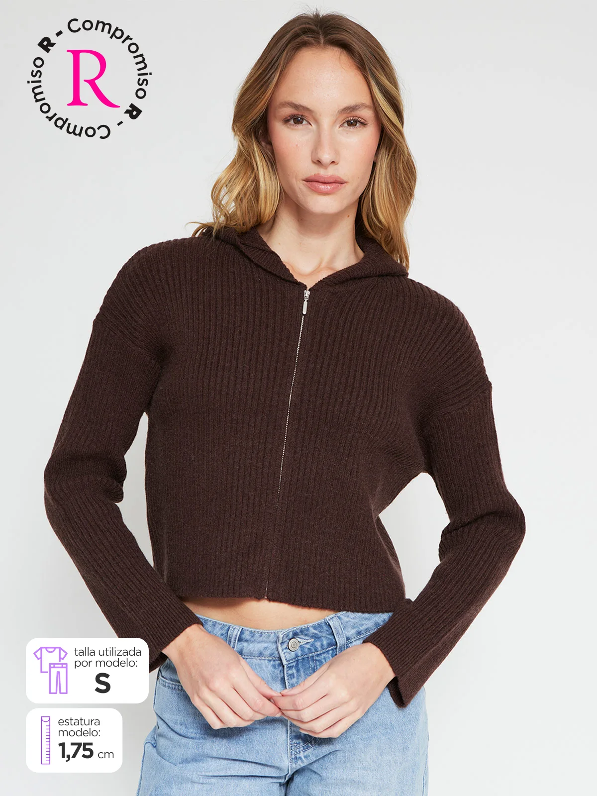 SWEATER MUJER INDEX MANGA LARGA CAPUCHA - 1
