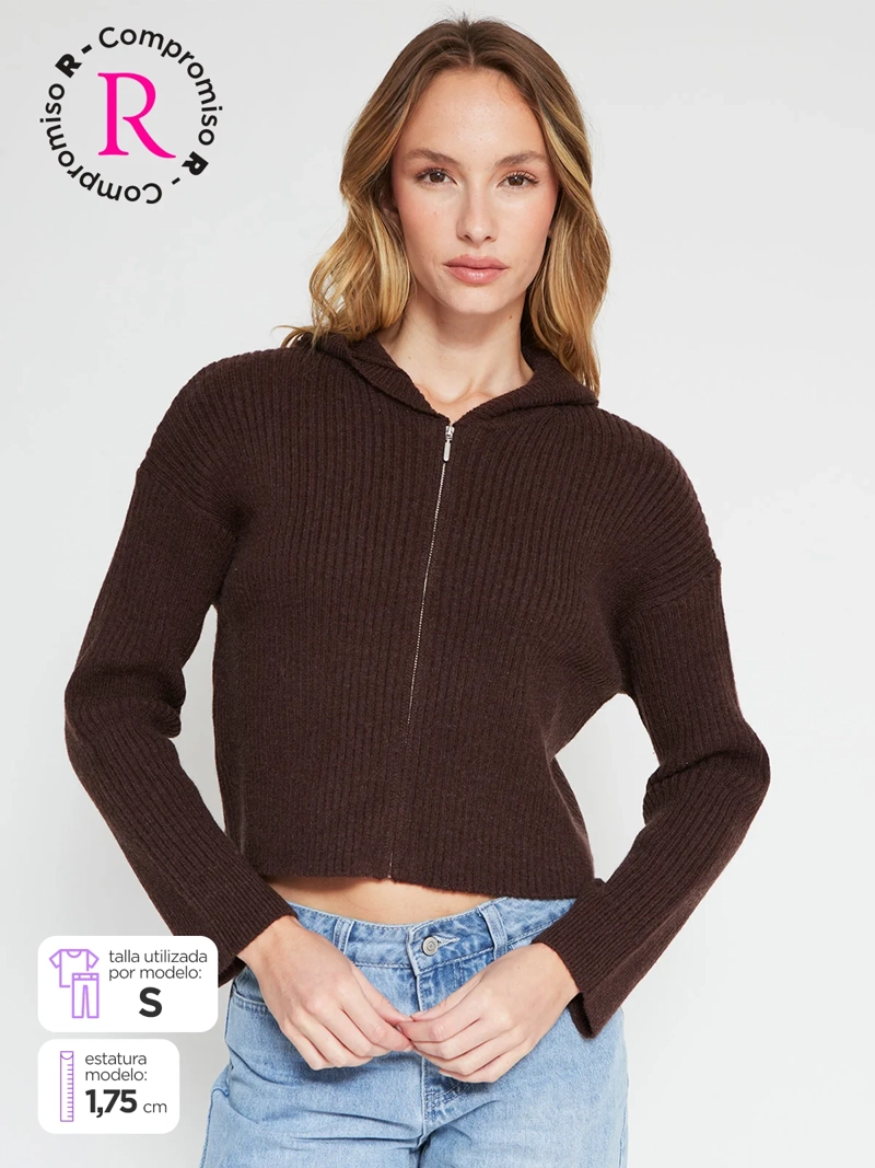 SWEATER MUJER INDEX MANGA LARGA CAPUCHA - 1