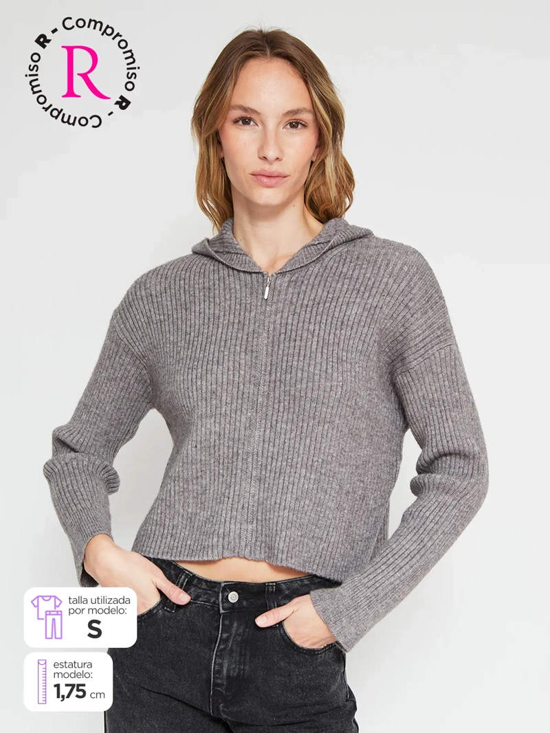SWEATER MUJER INDEX MANGA LARGA CAPUCHA - 1