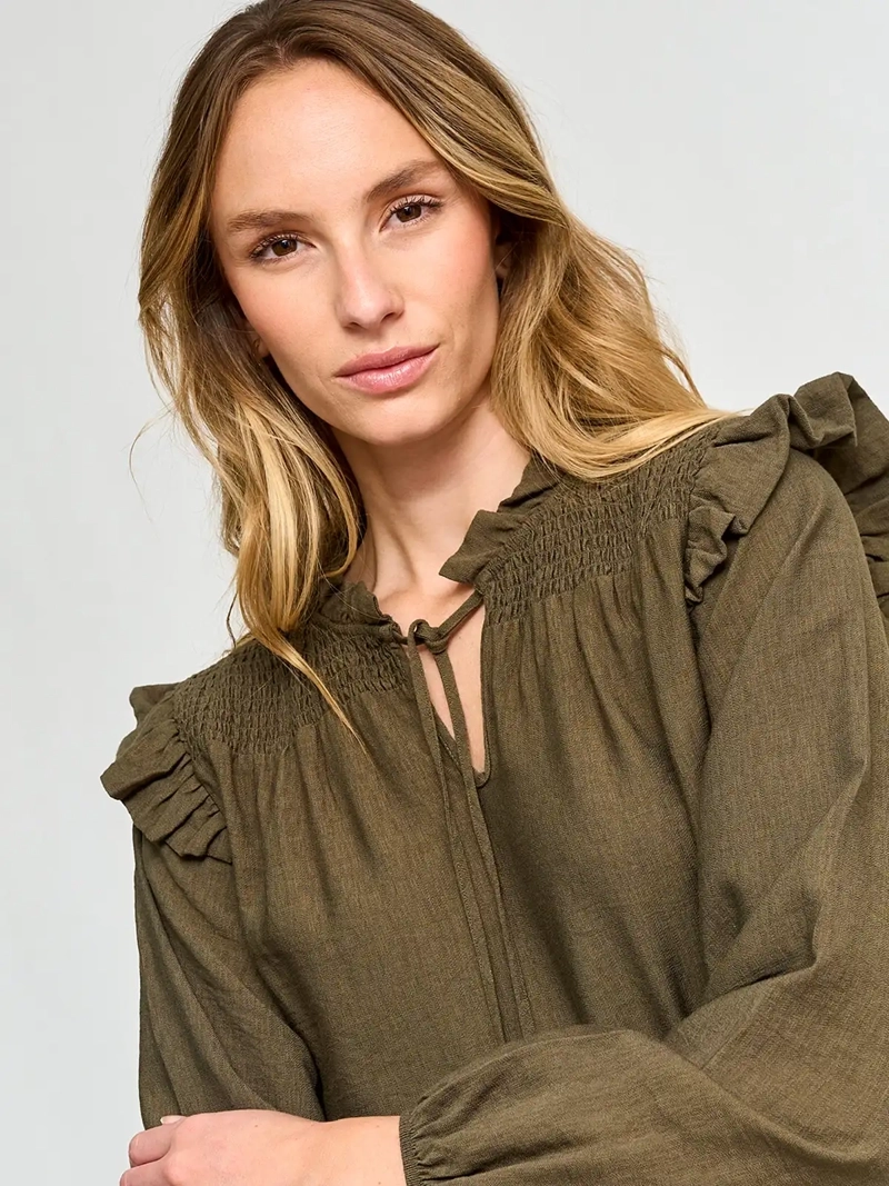 BLUSA MUJER TATIENNE MANGA LARGA VUELOS Y AMARRAS - 4