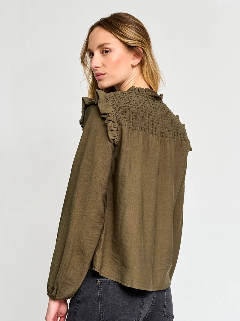 BLUSA MUJER TATIENNE MANGA LARGA VUELOS Y AMARRAS - 3