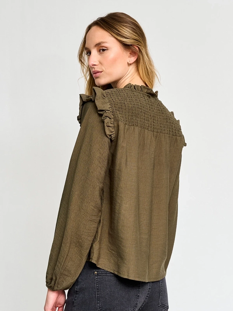 BLUSA MUJER TATIENNE MANGA LARGA VUELOS Y AMARRAS - 3