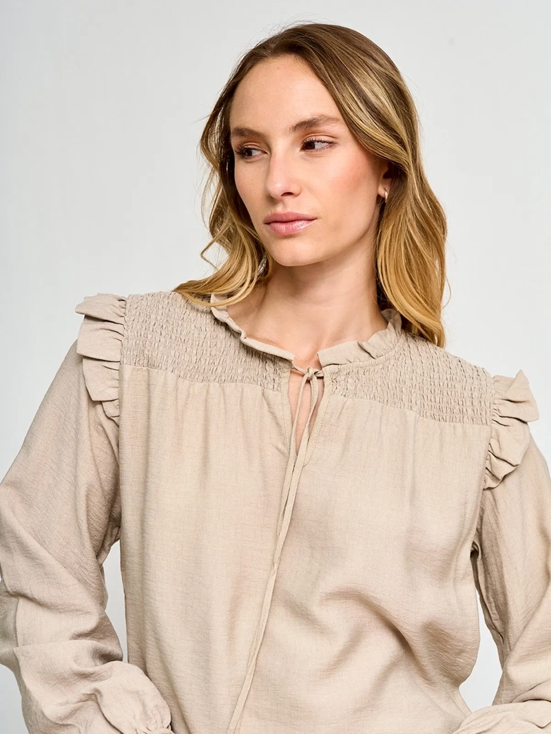 BLUSA MUJER TATIENNE MANGA LARGA VUELOS Y AMARRAS - 4