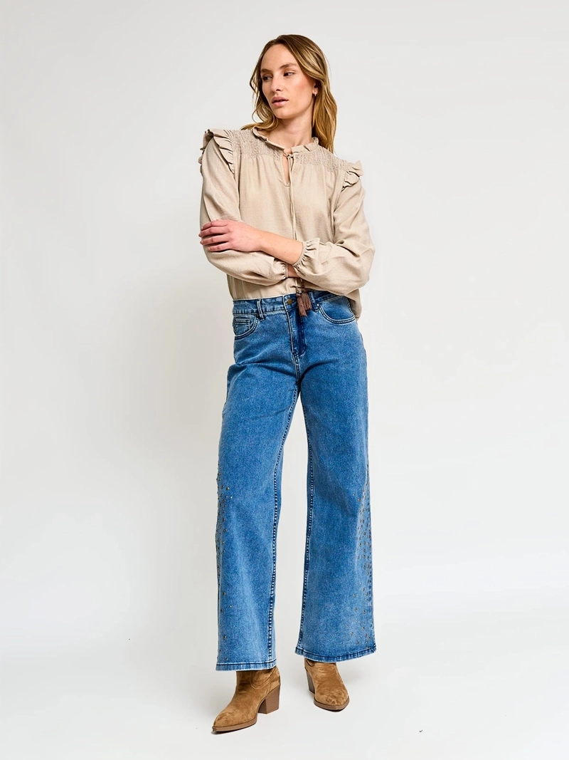 BLUSA MUJER TATIENNE MANGA LARGA VUELOS Y AMARRAS - 5