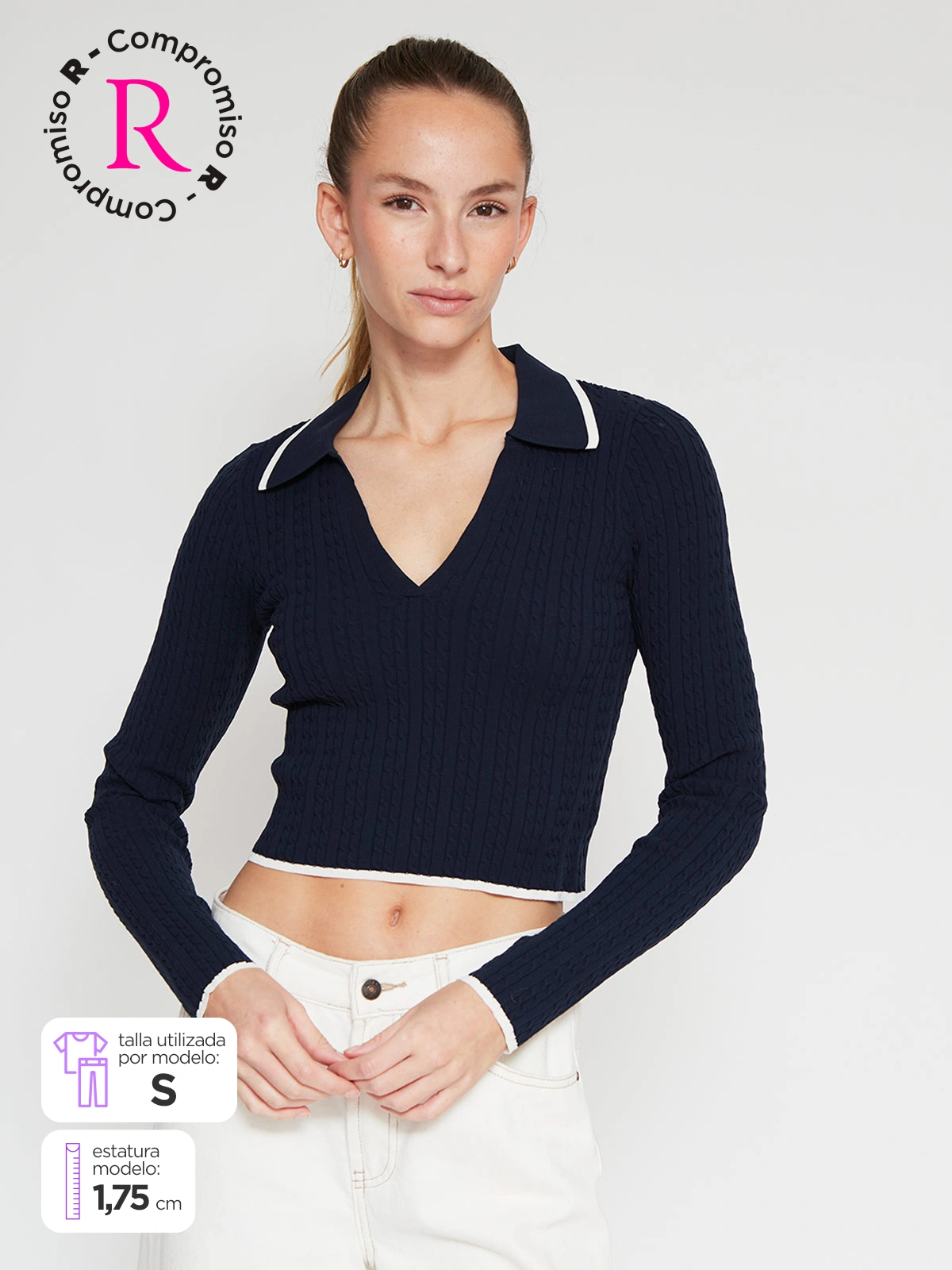 SWEATER MUJER INDEX CUELLO POLO MANGA LARGA - 1