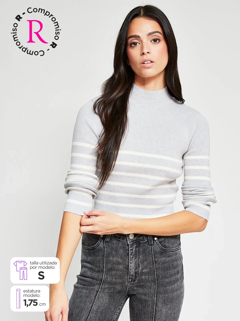 SWEATER MUJER INDEX MANGA LARGA BÁSICO - 1