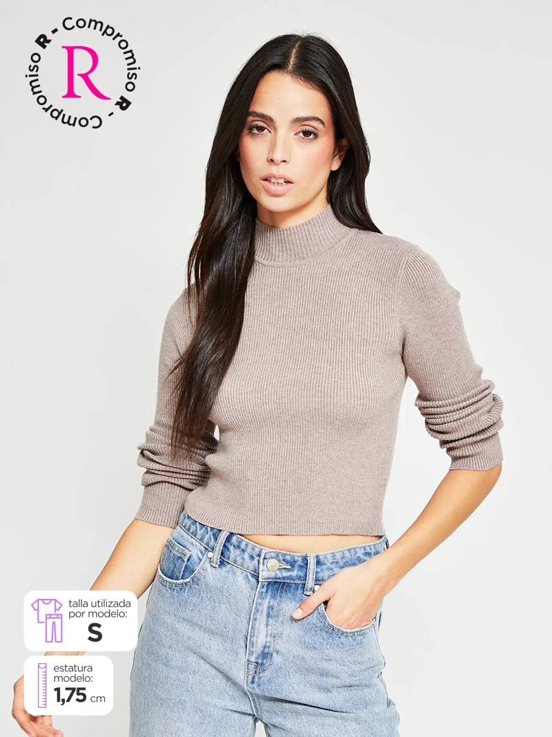SWEATER MUJER INDEX MANGA LARGA BÁSICO - 1