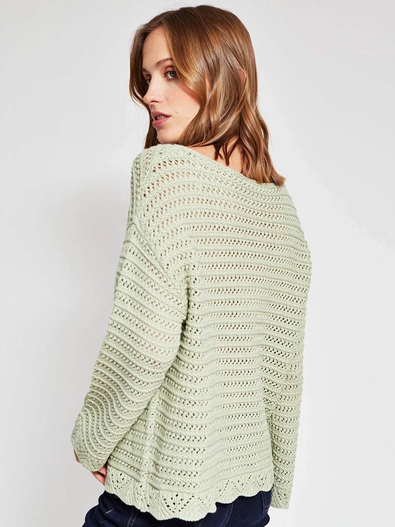 SWEATER MUJER AZIZ ALGODÓN MANGA LARGA CALADO - 2