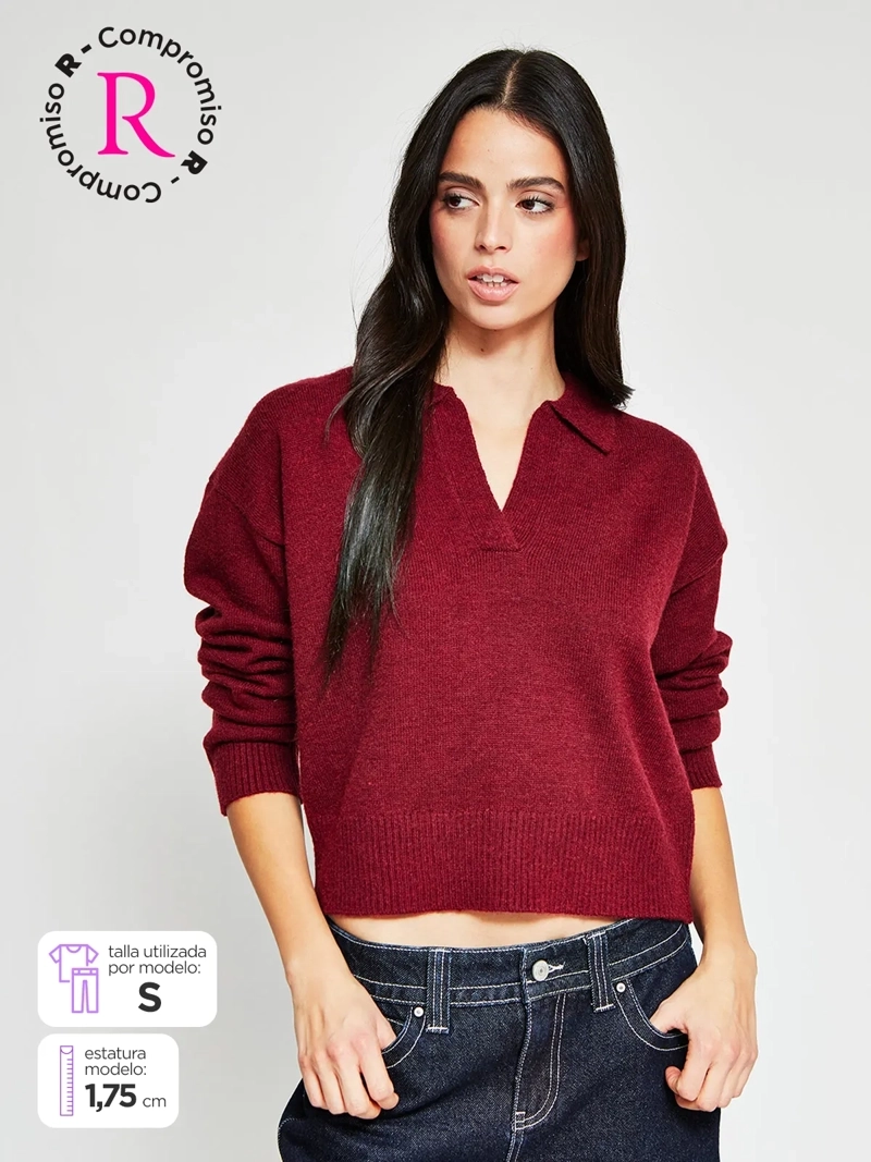 SWEATER MUJER INDEX CUELLO POLO MANGA LARGA - 1