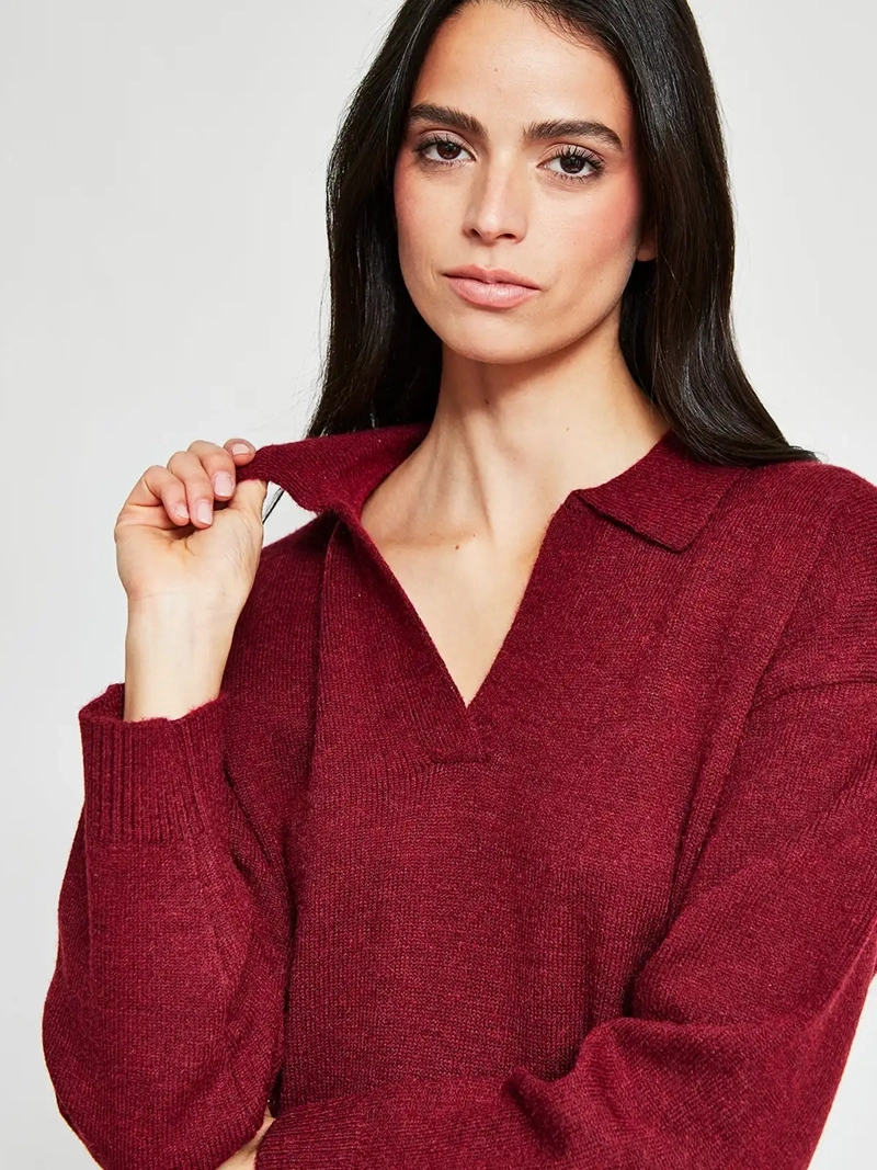 SWEATER MUJER INDEX CUELLO POLO MANGA LARGA - 4