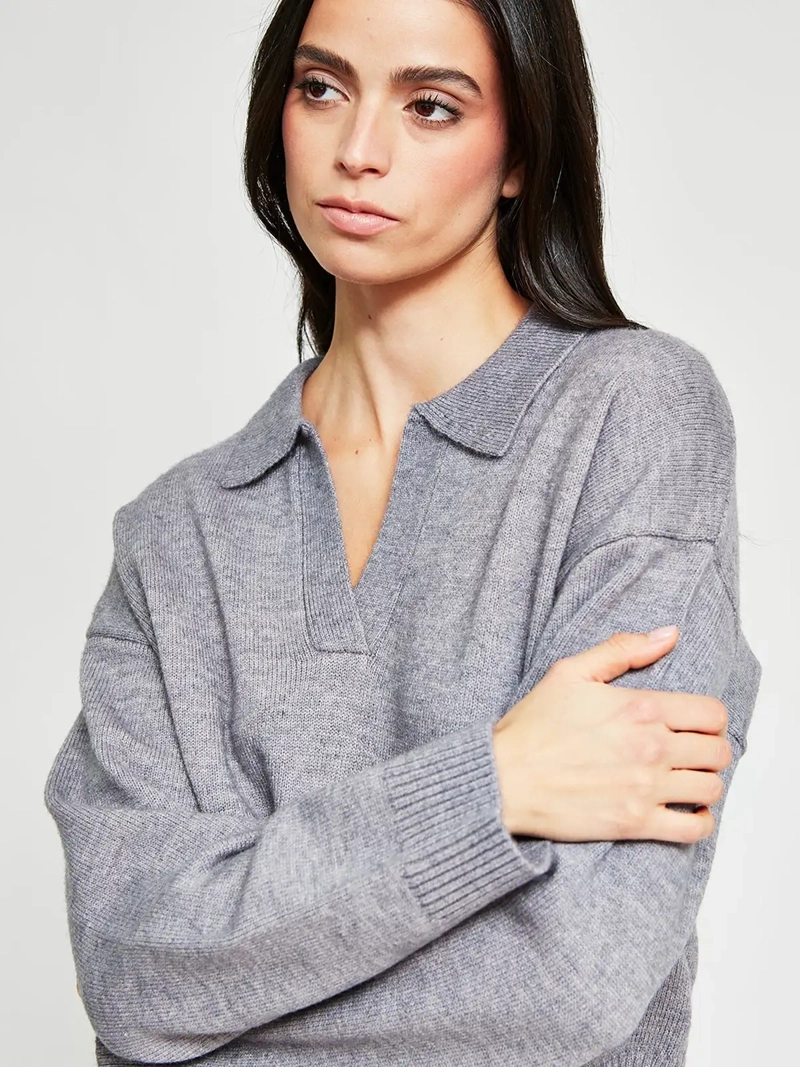 SWEATER MUJER INDEX CUELLO POLO MANGA LARGA - 4