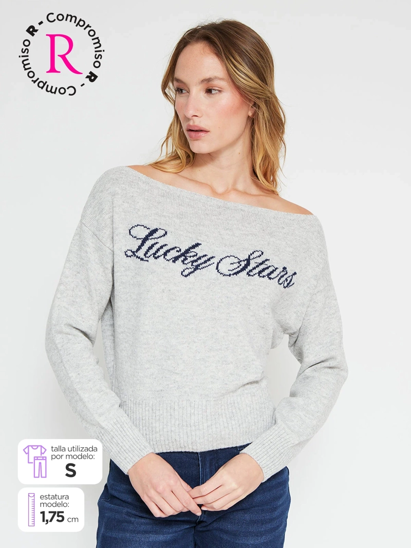 SWEATER MUJER INDEX MANGA LARGA PRINT - 1