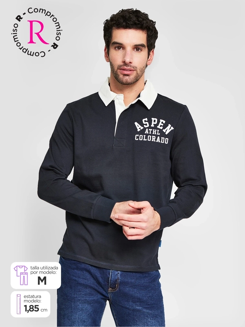 POLERA HOMBRE ROBERT LEWIS ALGODÓN MANGA LARGA POLO - 1
