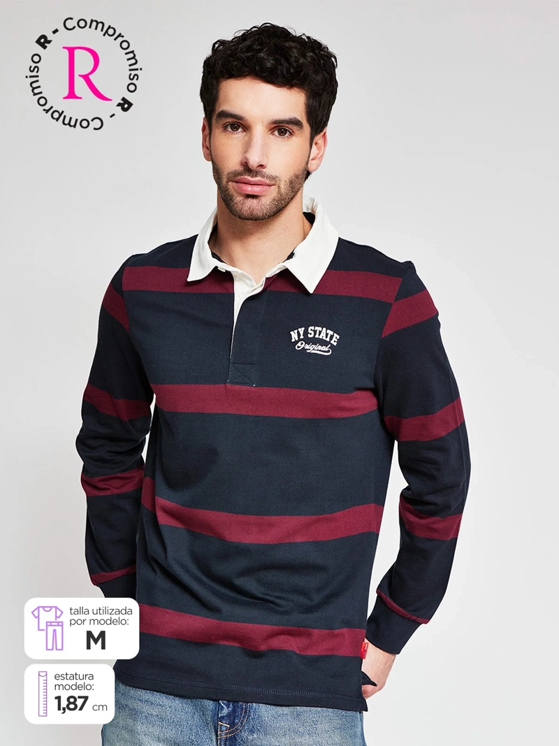 POLERA HOMBRE ROBERT LEWIS ALGODÓN MANGA LARGA POLO