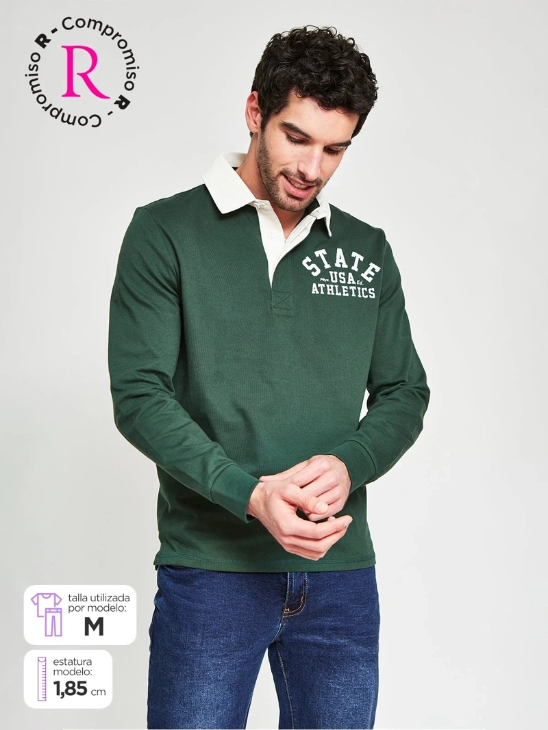 POLERA HOMBRE ROBERT LEWIS ALGODÓN MANGA LARGA POLO - 1