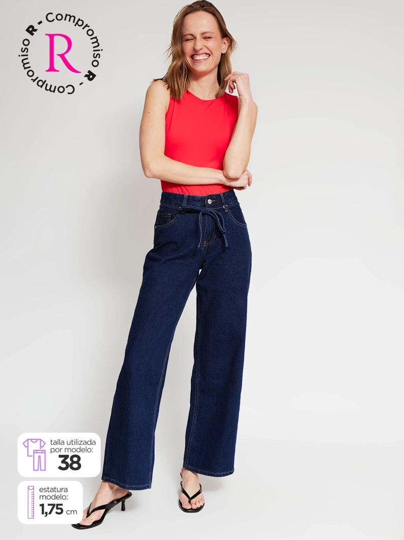 JEANS MUJER INDEX ALGODÓN AMARRA CINTURA - 1