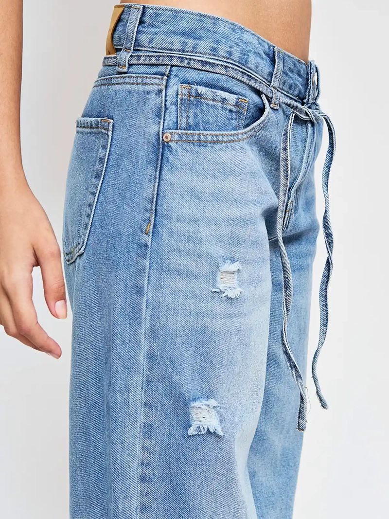 JEANS MUJER INDEX ALGODÓN AMARRA CINTURA - 4