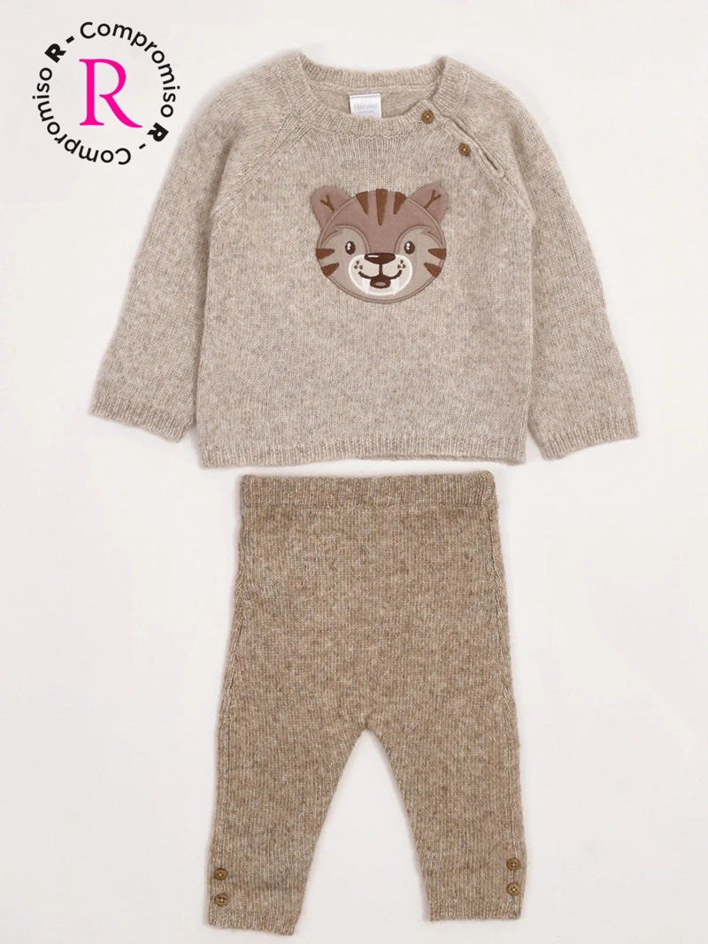 CONJUNTO SWEATER + CALZA NIÑO BABY HARVEST TEJIDA - 3