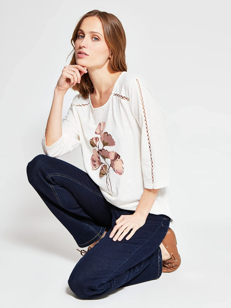 POLERA MUJER AZIZ ALGODÓN MANGA 3/4 ESTAMPADA - 4