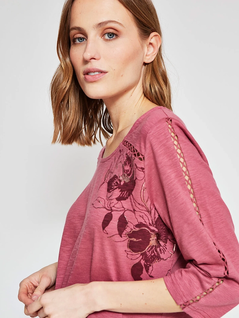 POLERA MUJER AZIZ ALGODÓN MANGA 3/4 ESTAMPADA - 3