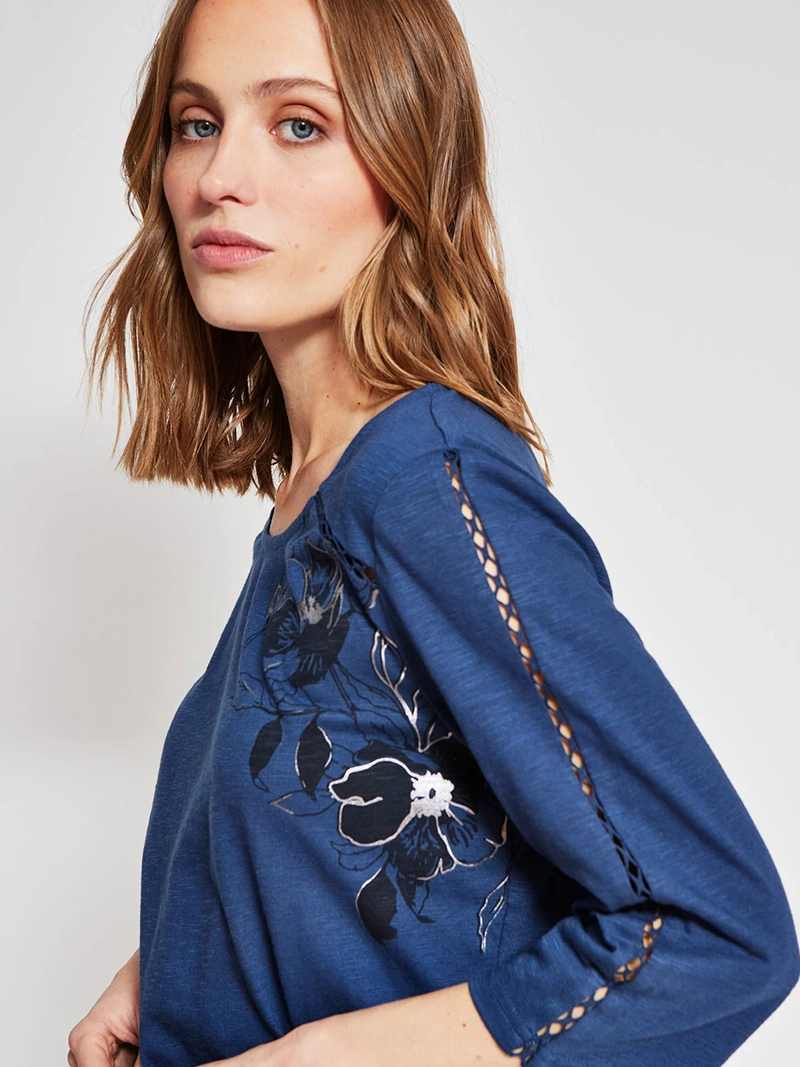 POLERA MUJER AZIZ ALGODÓN MANGA 3/4 ESTAMPADA - 3