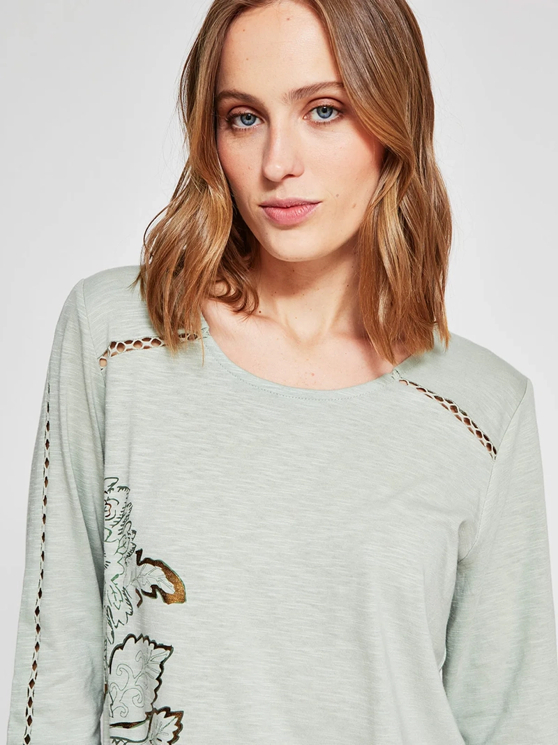 POLERA MUJER AZIZ ALGODÓN MANGA 3/4 ESTAMPADA - 3