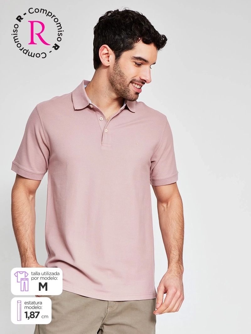 POLERA HOMBRE CACHAREL ALGODÓN MANGA CORTA BÁSICA - 1
