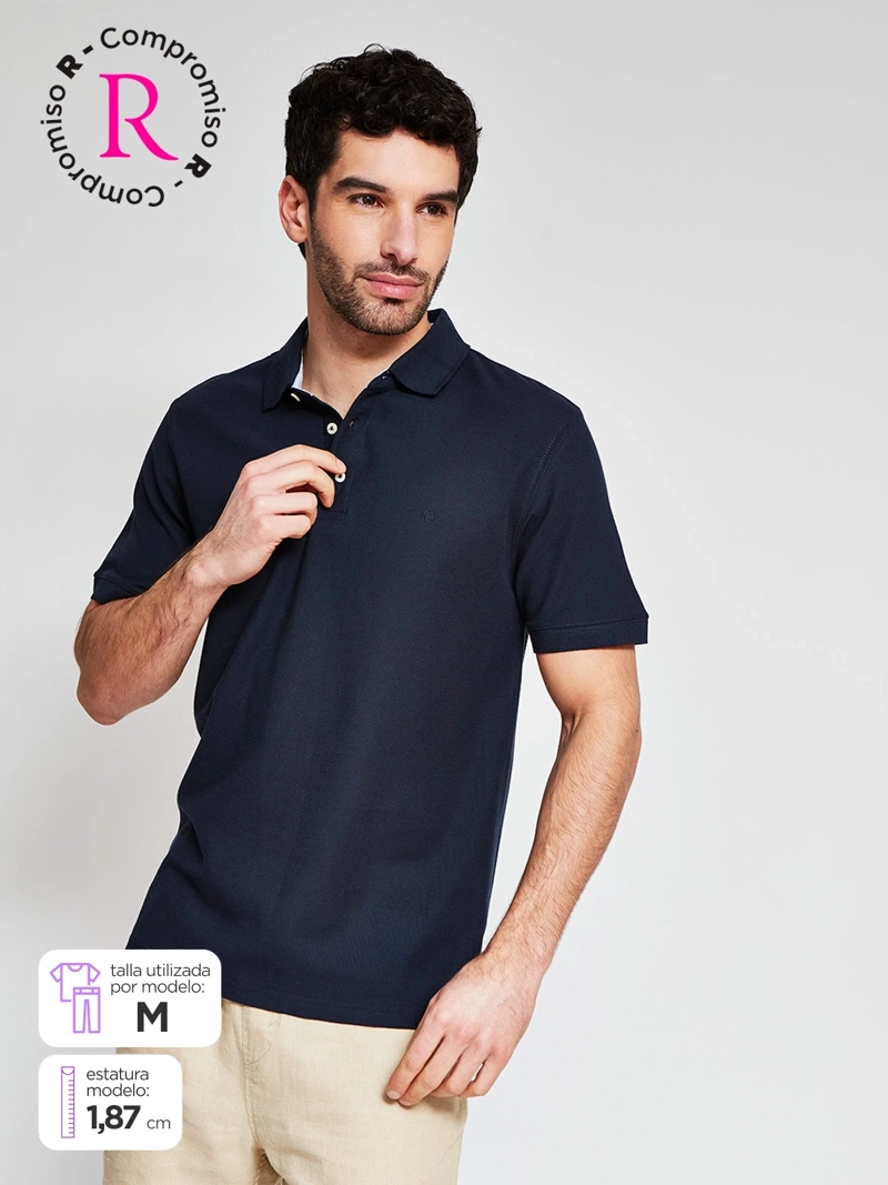 POLERA HOMBRE CACHAREL ALGODÓN MANGA CORTA BÁSICA