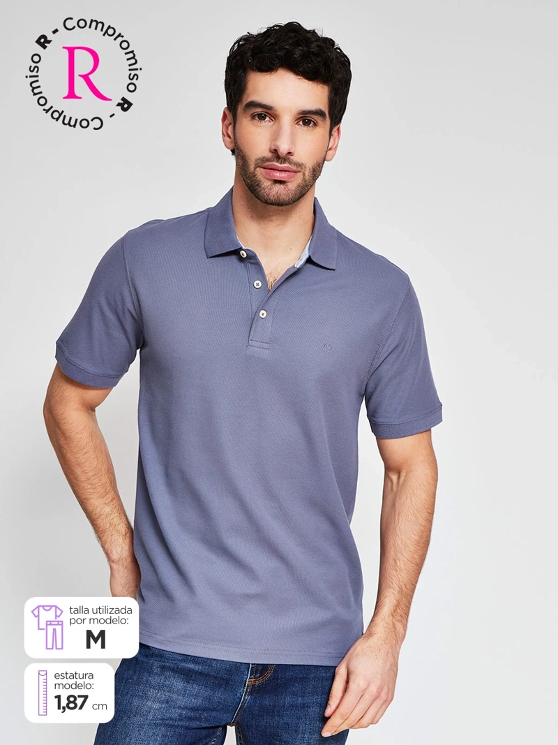 POLERA HOMBRE CACHAREL ALGODÓN MANGA CORTA BÁSICA - 1