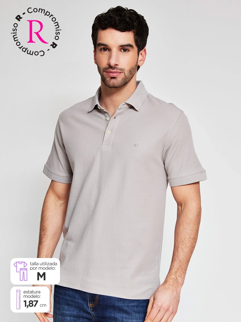 POLERA HOMBRE CACHAREL ALGODÓN MANGA CORTA BÁSICA - 1