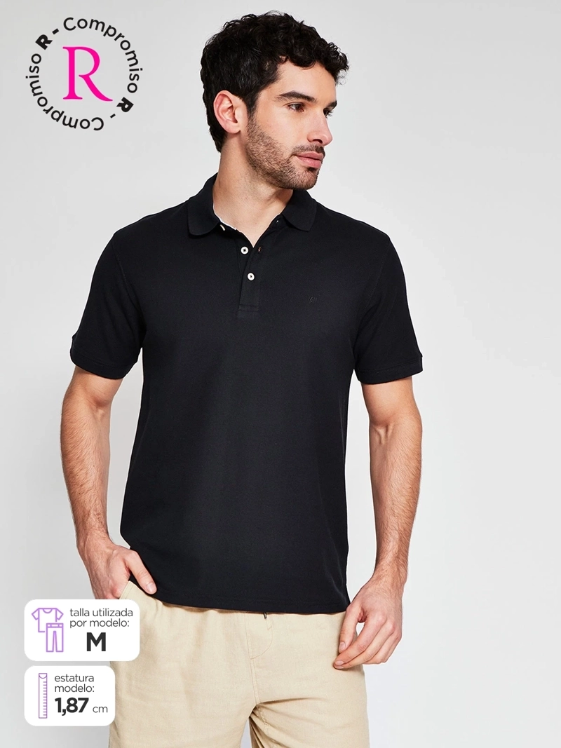 POLERA HOMBRE CACHAREL ALGODÓN MANGA CORTA BÁSICA