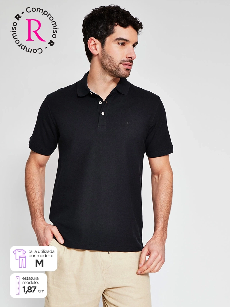 POLERA HOMBRE CACHAREL ALGODÓN MANGA CORTA BÁSICA