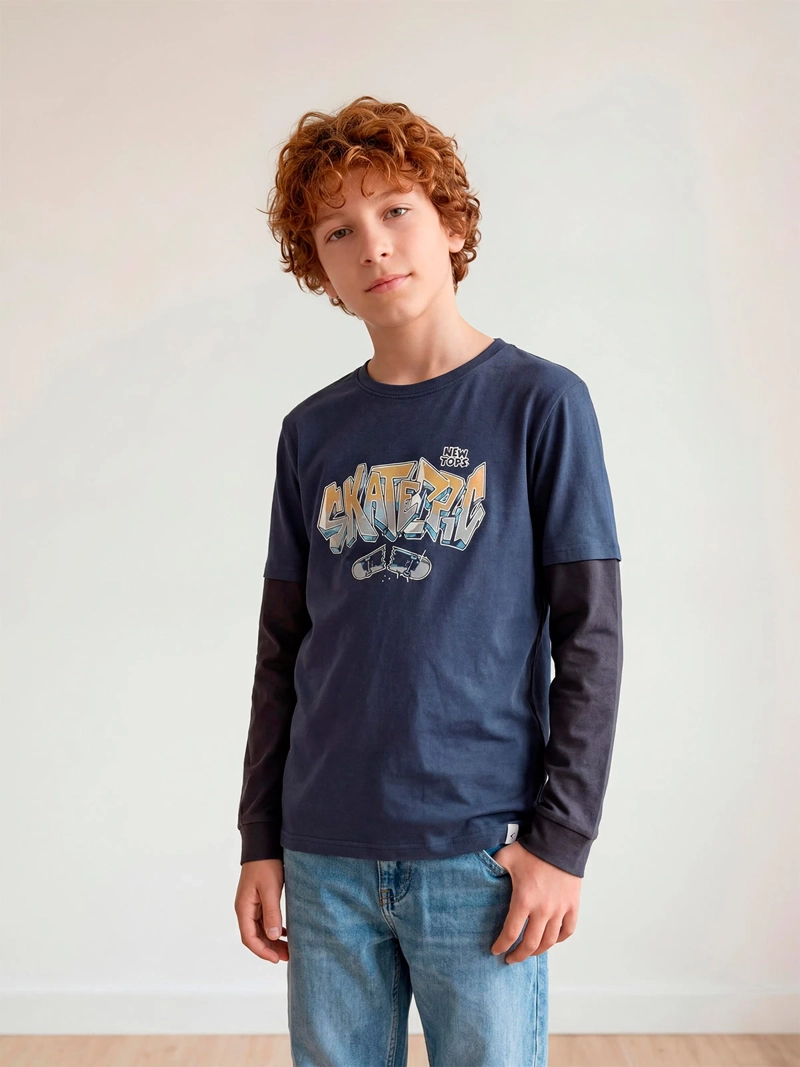 POLERA NIÑO CLOUDBREAK ALGODÓN MANGA LARGA