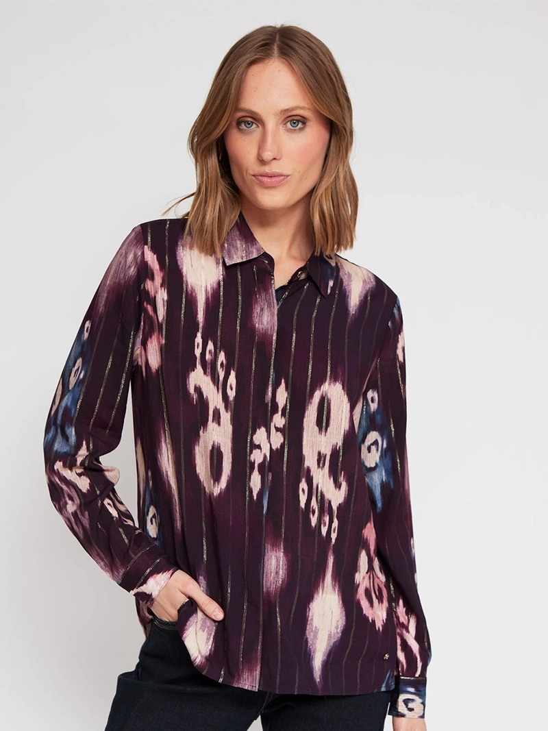 BLUSA MUJER CACHAREL CUELLO CAMISERO MANGA LARGA ESTAMPADA - 2