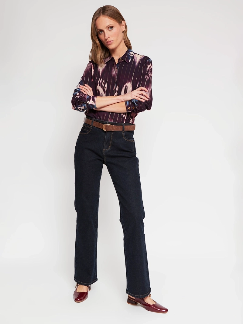 BLUSA MUJER CACHAREL CUELLO CAMISERO MANGA LARGA ESTAMPADA - 5