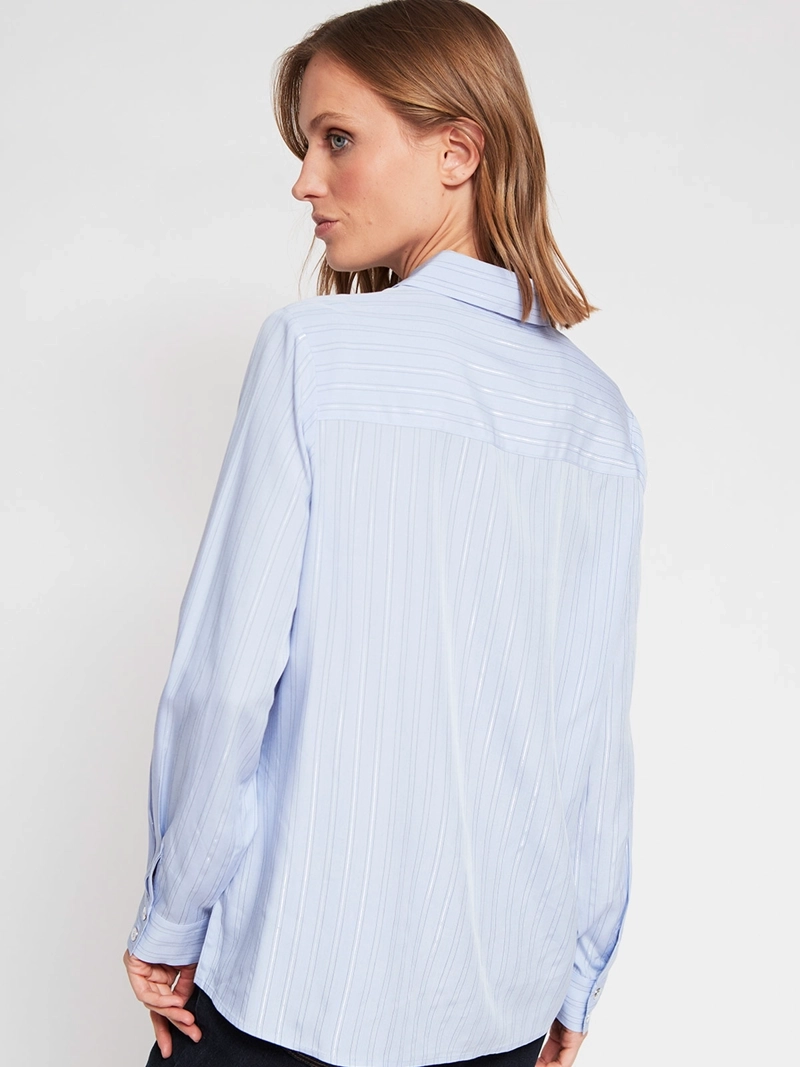 BLUSA MUJER CACHAREL CUELLO CAMISERO MANGA LARGA ESTAMPADA - 3