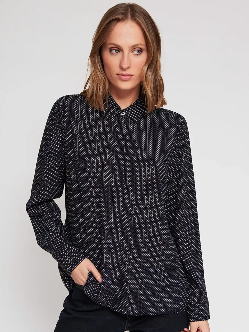 BLUSA MUJER CACHAREL CUELLO CAMISERO MANGA LARGA ESTAMPADA - 2
