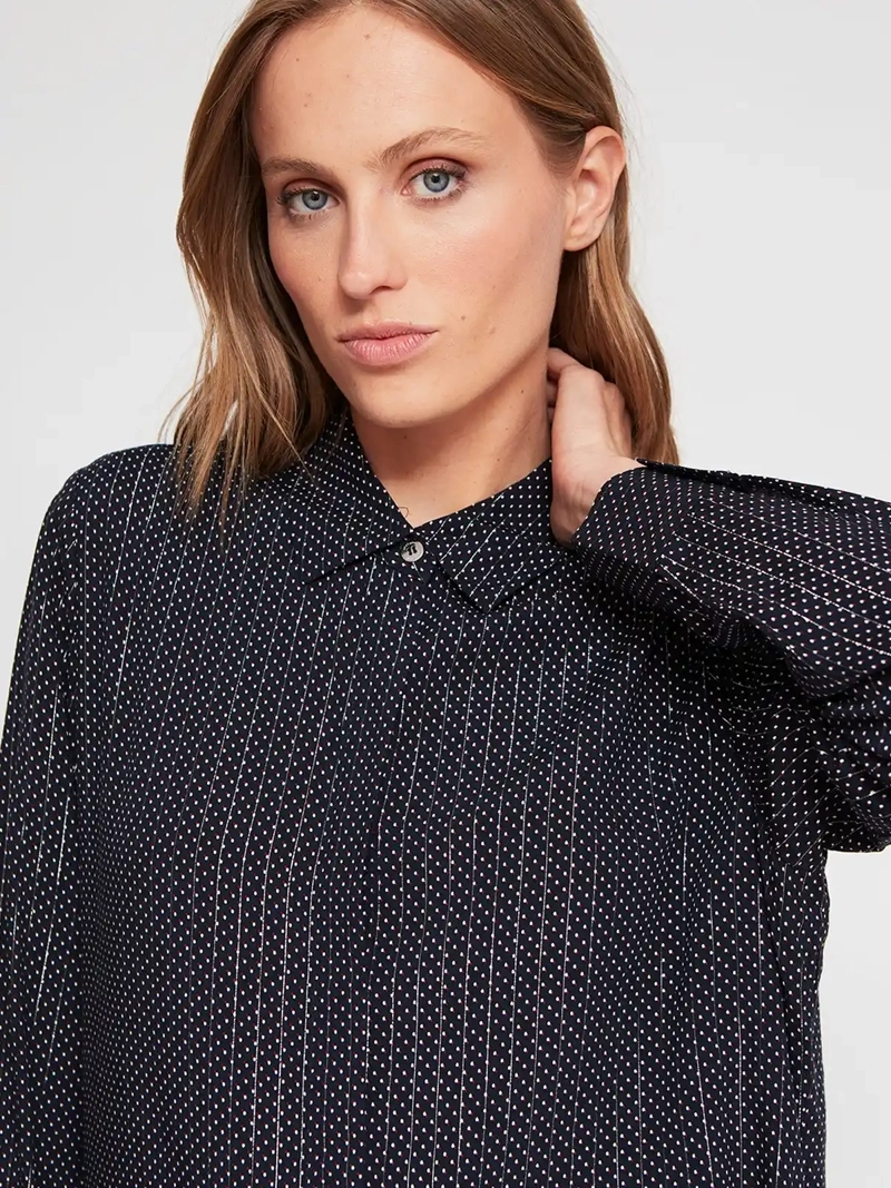 BLUSA MUJER CACHAREL CUELLO CAMISERO MANGA LARGA ESTAMPADA - 4