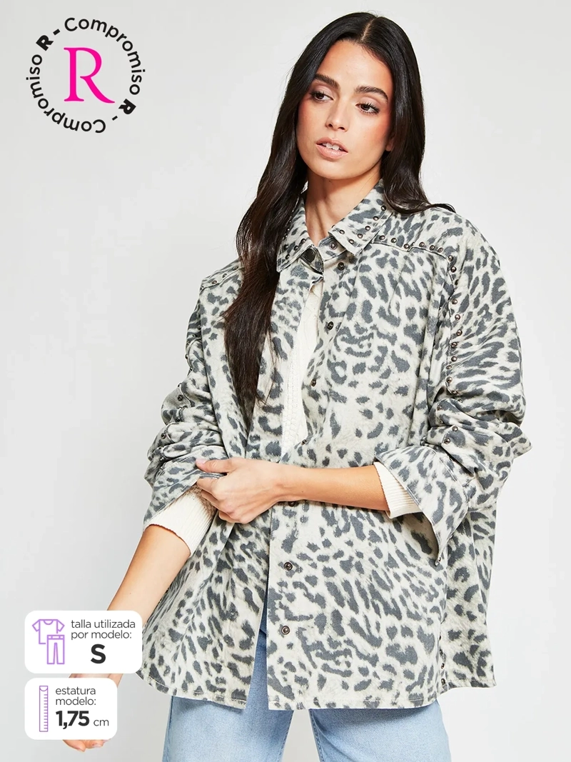 CHAQUETA MUJER BARBADOS ALGODÓN DENIM TACHAS - 1