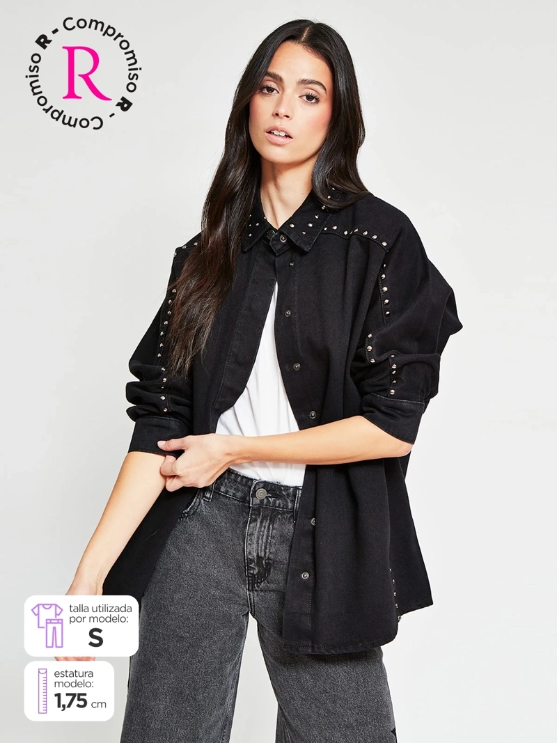 CHAQUETA MUJER BARBADOS ALGODÓN DENIM TACHAS - 1