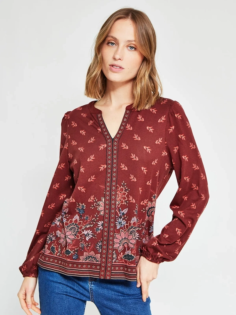 POLERA MUJER AZIZ ALGODÓN MANGA LARGA ESTAMPADA - 2